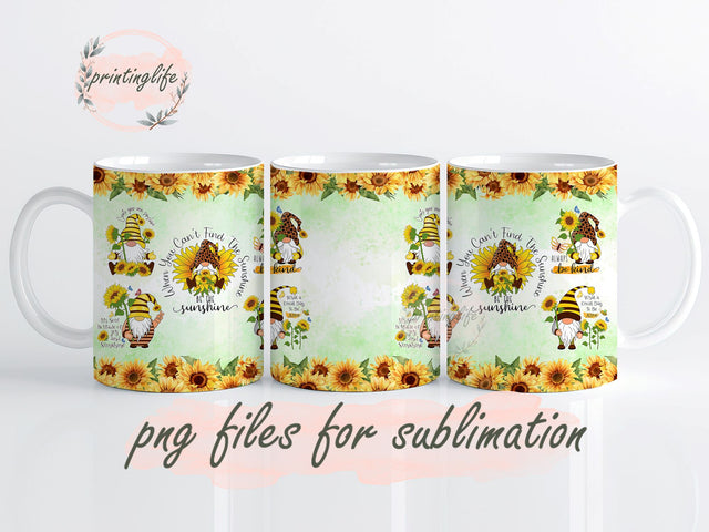 Sunflower Gnome Quotes Mug Wrap Design, Instant Digital Design Download Mug Wrap Design, Mug Design PNG Sublimation PrintingLife 