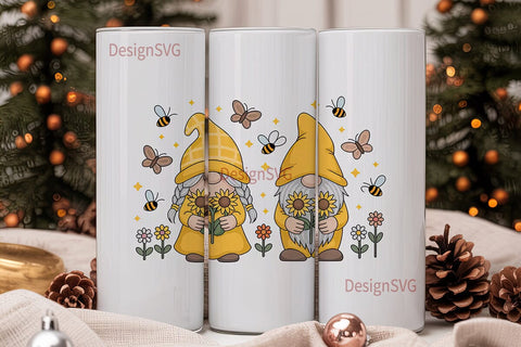 Sunflower Gnomes 20oz Tumbler Wrap Sublimation DesignSVG 