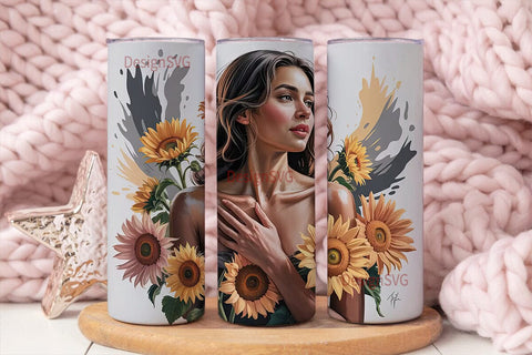 Sunflower Goddess 20oz Tumbler Wrap Sublimation DesignSVG 