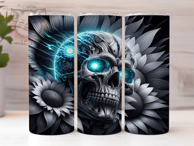 Sunflower Gothic Floral Skull Tumbler Wrap, Sunflower Mug, Gothic Floral Art, 20Oz Tumbler Wrap, Sublimation Design, Boho Skull Print, Rustic Flower Drinkware Sublimation Lara' s Designs 