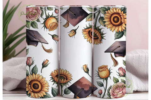 Sunflower Graduation 20oz Tumbler Wrap Sublimation PixelChick 