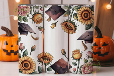 Sunflower Graduation 20oz Tumbler Wrap Sublimation PixelChick 