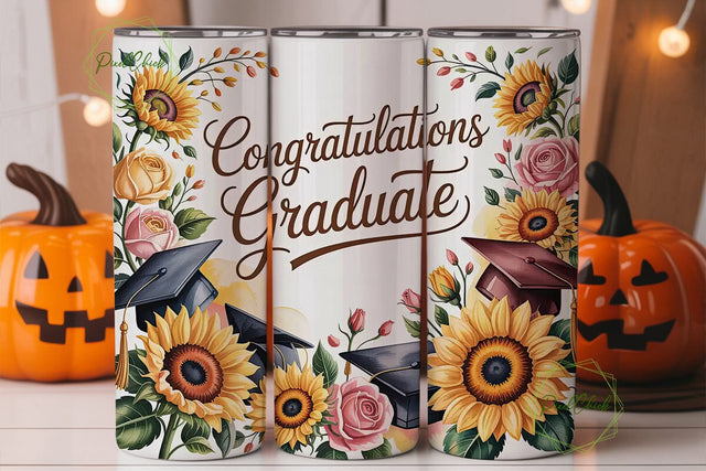 Sunflower Graduation 20oz Tumbler Wrap Sublimation PixelChick 