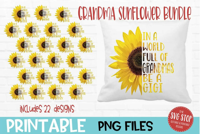 Sunflower Grandma Bundle SVG | Floral Farmhouse Cut Files | 8 Design Grandma Bundle | Cricut Silhouette Ready SVG The SVG Stop 