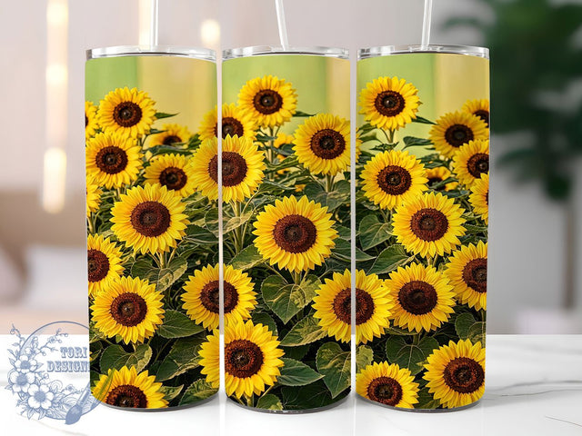 Sunflower Green Glow 20oz Tumbler Wrap, Sunflower Motif, Green Glow, Rustic Charm, Farmhouse Style, Elegant Design, Skinny Tumbler, Sublimation PNG Sublimation ToriDesigns 