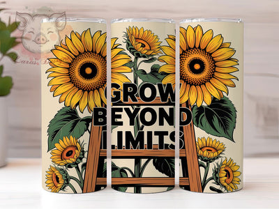 Sunflower Grow Quote 20oz Tumbler, Grow Beyond Limits Quote, Motivational Wrap, Positive Sublimation Design, 20oz Tumbler Wrap, Sublimation Design PNG, Uplifting Gift Sublimation Lara' s Designs 