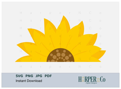 Sunflower Half SVG PNG Cut EPS File SVG HarperNCo 