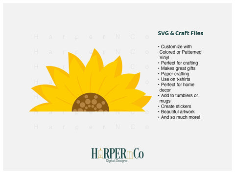 Sunflower Half SVG PNG Cut EPS File SVG HarperNCo 