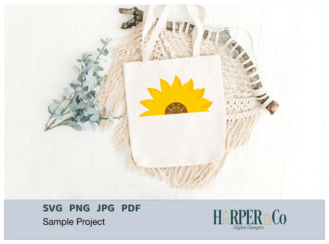 Sunflower Half SVG PNG Cut EPS File SVG HarperNCo 