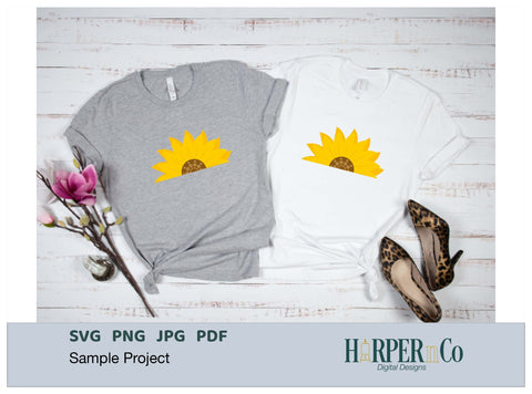 Sunflower Half SVG PNG Cut EPS File SVG HarperNCo 