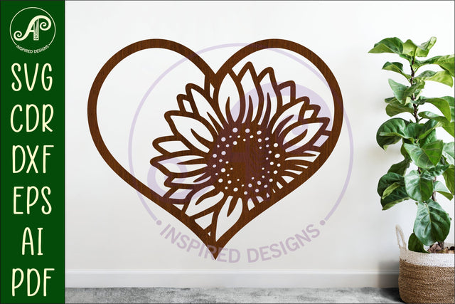 Sunflower heart wall sign, SVG file. SVG APInspireddesigns 