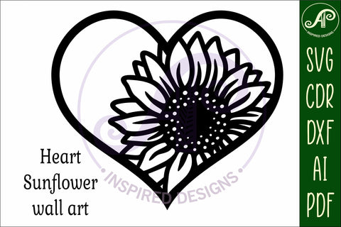 Sunflower heart wall sign, SVG file. SVG APInspireddesigns 