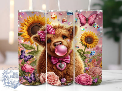 Sunflower Highland Cow 20oz Tumbler, Highland Cow, Rustic Print, Farm Theme, 20oz Sublimation, PNG Design, Gift Idea Sublimation ToriDesigns 