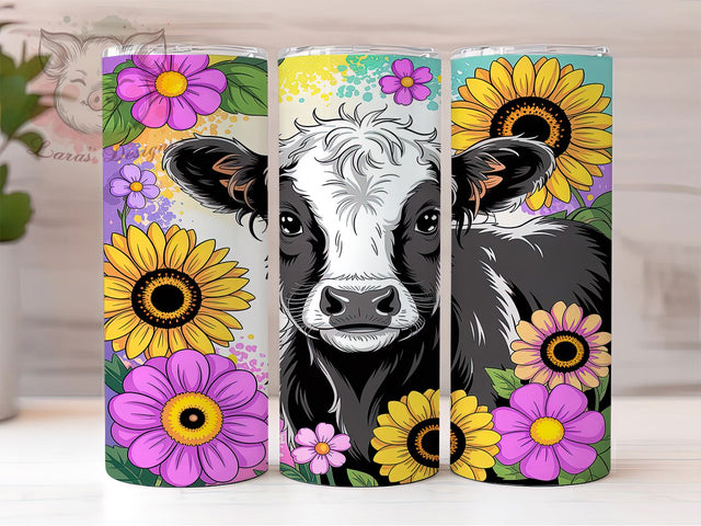 Sunflower Highland Cow Tumbler, Sunflower Tumbler, Cow Sublimation, Floral Wrap Design, 20Oz Tumbler Art, Farmhouse Style, Sunflower Sublimation Sublimation Lara' s Designs 
