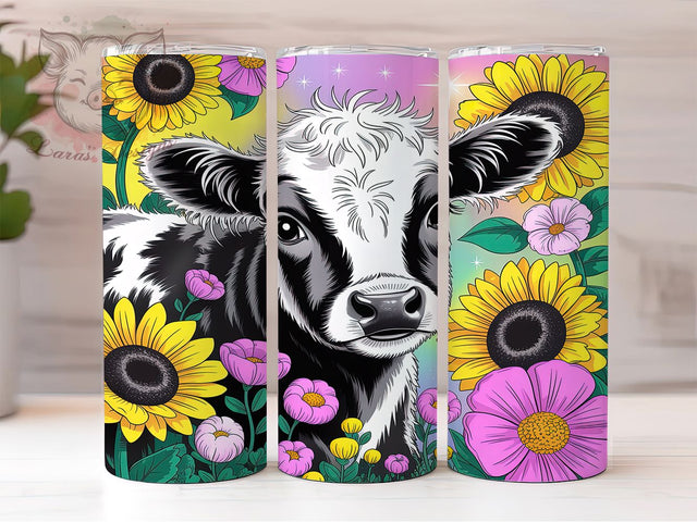 Sunflower Highland Cow Tumbler, Sunflower Tumbler, Cow Sublimation, Floral Wrap Design, 20Oz Tumbler Art, Farmhouse Style, Sunflower Sublimation Sublimation Lara' s Designs 