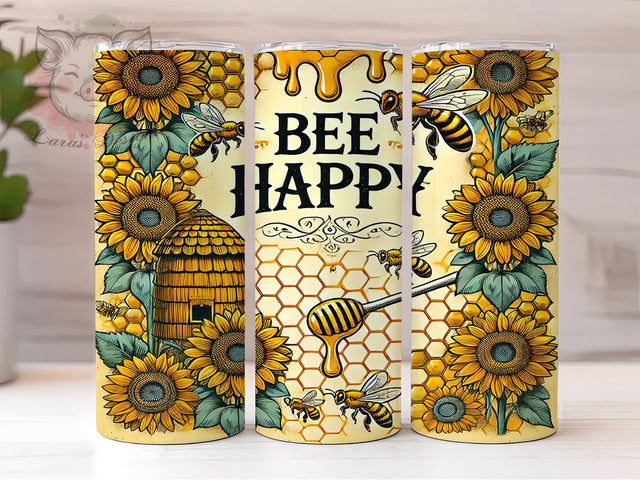 Sunflower Honey Bee Summer Tumbler Wrap, 20oz Sublimation Design, Honey Bee Decor, Floral Tumbler Wrap, Summer Tumbler, Rustic Bee Sublimation Sublimation Lara' s Designs 