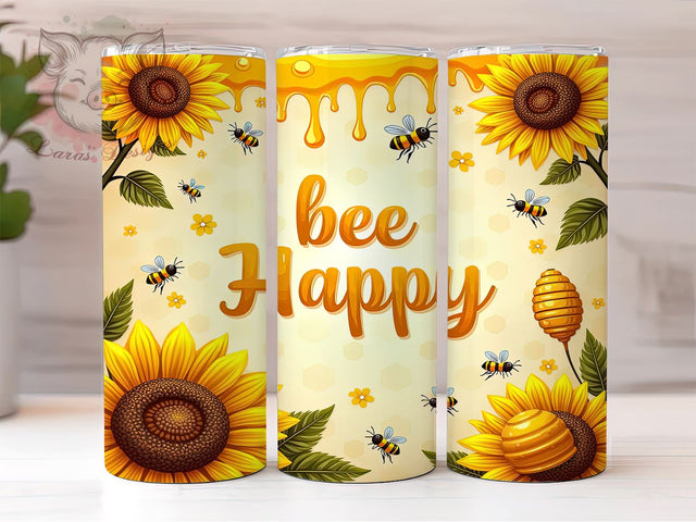 Sunflower Honey Bee Summer Tumbler Wrap, 20oz Sublimation Design, Honey Bee Decor, Floral Tumbler Wrap, Summer Tumbler, Rustic Bee Sublimation Sublimation Lara' s Designs 