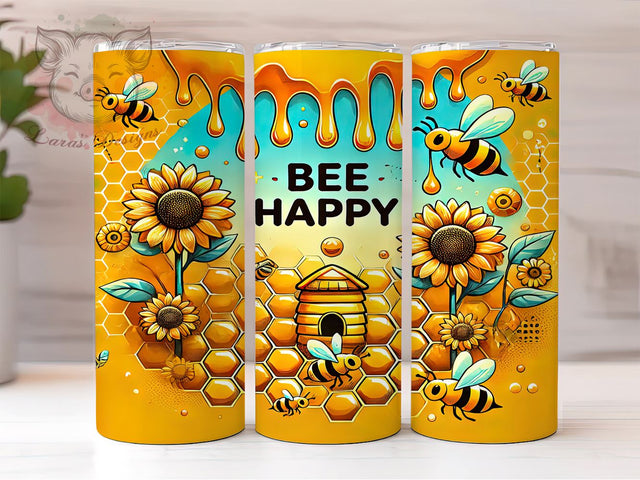 Sunflower Honey Bee Summer Tumbler Wrap, 20oz Sublimation Design, Honey Bee Decor, Floral Tumbler Wrap, Summer Tumbler, Rustic Bee Sublimation Sublimation Lara' s Designs 