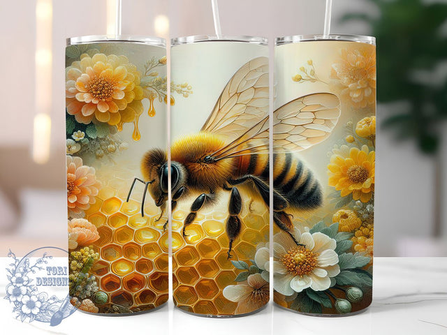 Sunflower Honey Bee Tumbler Wrap, Sunflower Bee Cup, 20oz Watercolor Tumbler Wrap, Honeycomb Sublimation PNG, Floral Bee Aesthetic Tumbler, Rustic Nature Cup, Boho Bee Lover Gift Sublimation ToriDesigns 