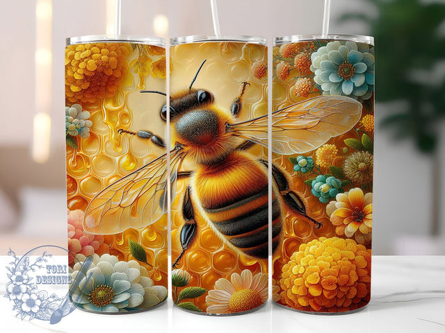 Sunflower Honey Bee Tumbler Wrap, Sunflower Bee Cup, 20oz Watercolor Tumbler Wrap, Honeycomb Sublimation PNG, Floral Bee Aesthetic Tumbler, Rustic Nature Cup, Boho Bee Lover Gift Sublimation ToriDesigns 