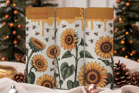 Sunflower Honeybee Tumbler Wrap Sublimation DesignSVG 