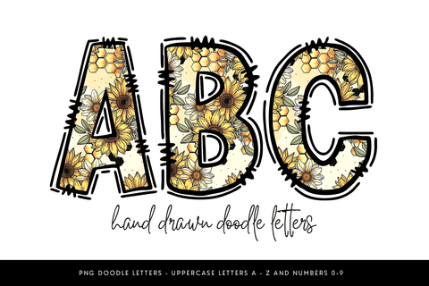 Sunflower Honeycomb Alphabet PNG Sublimation BijouBay 