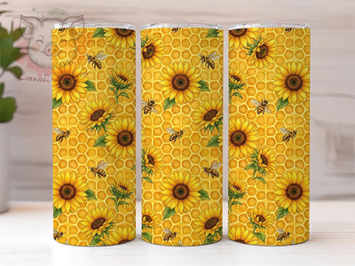 Sunflower Honeycomb Bee 20oz Tumbler, Sunflower Honeycomb, Honeycomb Bee, Bee Tumbler, 20oz Tumbler, Sunflower Tumbler, Honeycomb Tumbler, Tumbler Wrap Sublimation Lara' s Designs 