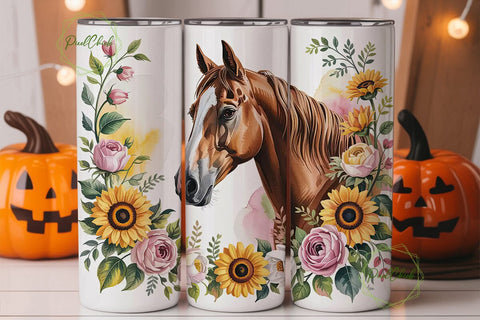Sunflower Horse Elegance 20oz Tumbler Sublimation PixelChick 