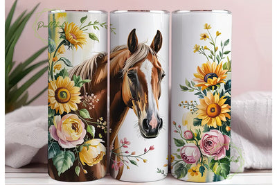 Sunflower Horse Elegance 20oz Tumbler Sublimation PixelChick 