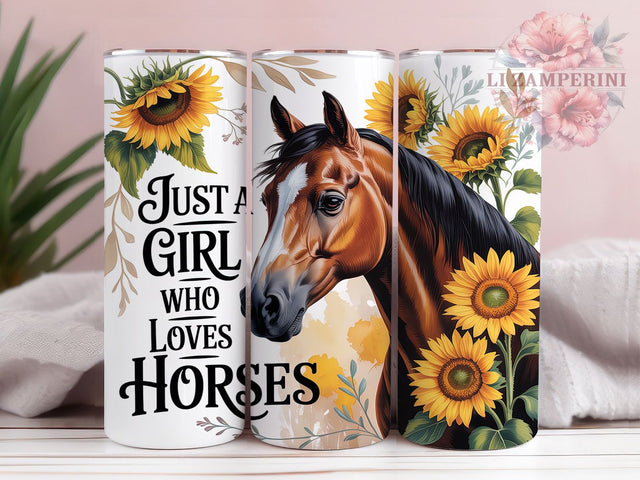 Sunflower Horse Lover Tumbler, Sunflower Sublimation Design, Animal Lover Art, 20oz Horse Tumbler, Whimsical Sunflower Mug, Country Girl Cup, Rustic Horse Wrap Sublimation Li Zamperini 