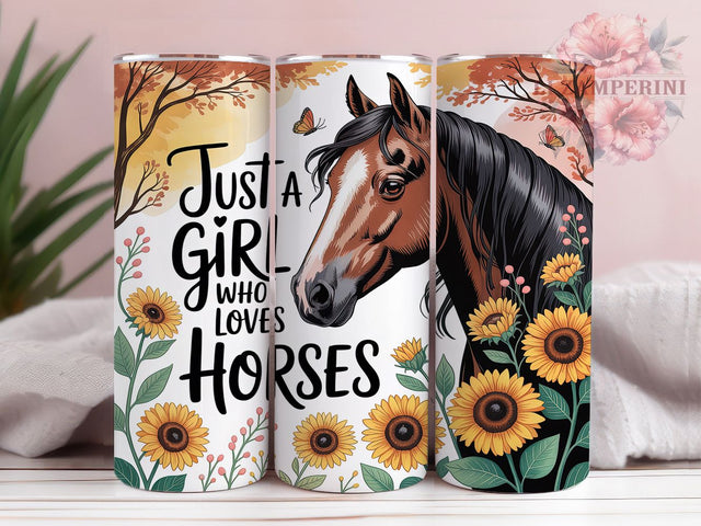 Sunflower Horse Lover Tumbler, Sunflower Sublimation Design, Animal Lover Art, 20oz Horse Tumbler, Whimsical Sunflower Mug, Country Girl Cup, Rustic Horse Wrap Sublimation Li Zamperini 