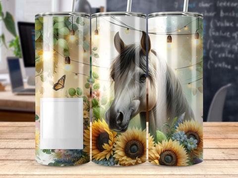 Sunflower Horse Seamless Tumbler Sublimation Wrap Sublimation BijouBay 