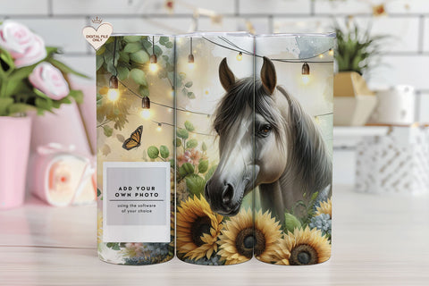 Sunflower Horse Seamless Tumbler Sublimation Wrap Sublimation BijouBay 