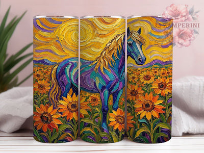 Sunflower Horse Sky 20oz Tumbler, Sunflower Motif, Horse Design, Sky Theme, Nature Style, Rustic Aesthetic, Skinny Tumbler, Sublimation PNG Sublimation Li Zamperini 