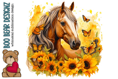 Sunflower Horse Sublimation design Sublimation Boo Bear Designz 