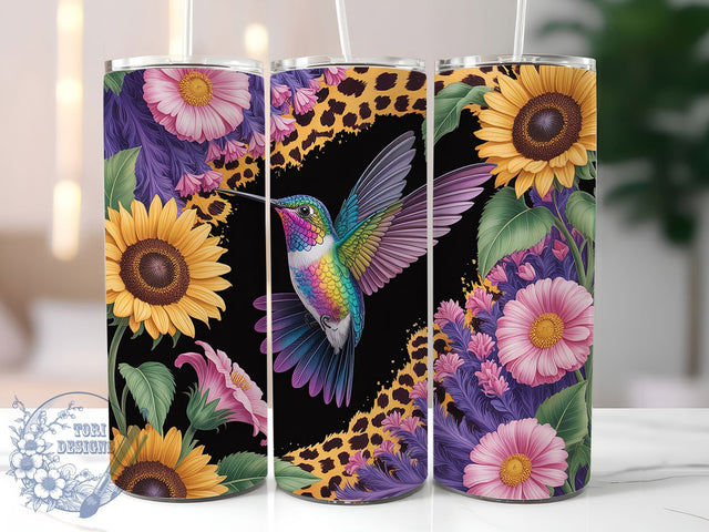 Sunflower Hummingbird 20oz Tumbler, Hummingbird Art, Floral Print, Nature Theme, 20oz Sublimation, PNG Design, Stylish Gift Sublimation ToriDesigns 