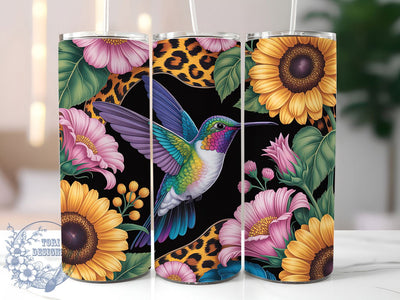Sunflower Hummingbird 20oz Tumbler, Hummingbird Art, Floral Print, Nature Theme, 20oz Sublimation, PNG Design, Stylish Gift Sublimation ToriDesigns 