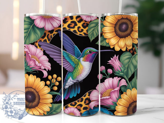 Sunflower Hummingbird 20oz Tumbler, Hummingbird Art, Floral Print, Nature Theme, 20oz Sublimation, PNG Design, Stylish Gift Sublimation ToriDesigns 
