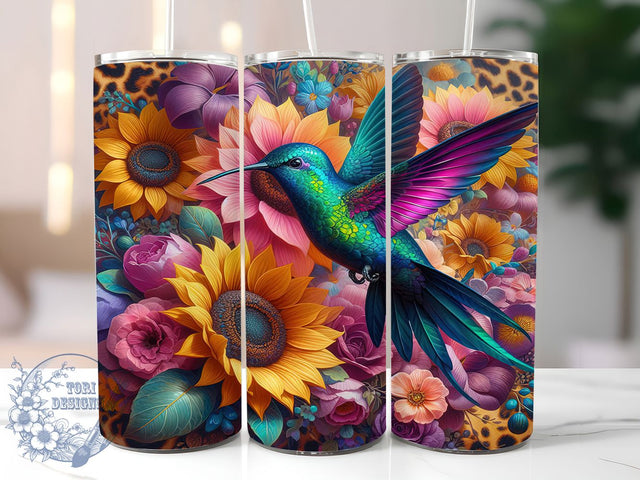 Sunflower Hummingbird 20oz Tumbler, Hummingbird Art, Floral Print, Nature Theme, 20oz Sublimation, PNG Design, Stylish Gift Sublimation ToriDesigns 