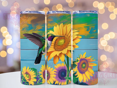 Sunflower Hummingbird Floral Tumbler, Floral Tumbler, Stylish 20oz Wrap, Sublimation Design, Trendy Gift Idea, Rustic Sunflower Wrap, Botanical Hummingbird Tumbler Sublimation SvggirlplusArt 
