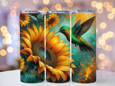 Sunflower Hummingbird Floral Tumbler, Floral Tumbler, Stylish 20oz Wrap, Sublimation Design, Trendy Gift Idea, Rustic Sunflower Wrap, Botanical Hummingbird Tumbler Sublimation SvggirlplusArt 