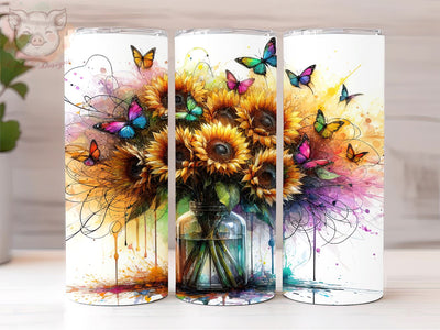 Sunflower in Vase 20oz Tumbler Png, Straight & Tapered Tumbler Png, Sunflower Tumbler Png, Digital Download PNG Sublimation Lara' s Designs 