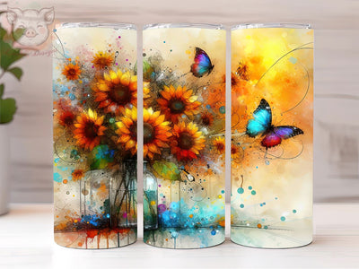 Sunflower in Vase 20oz Tumbler Png, Straight & Tapered Tumbler Png, Sunflower Tumbler Png, Digital Download PNG Sublimation Lara' s Designs 