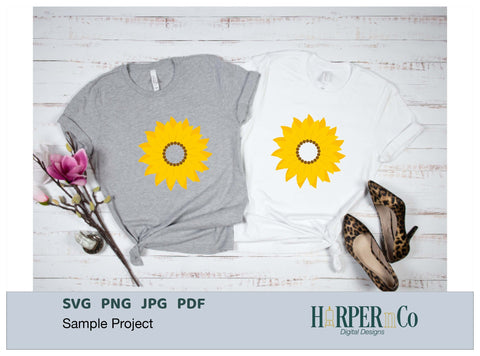 Sunflower Initial SVG PNG Cut EPS File SVG HarperNCo 