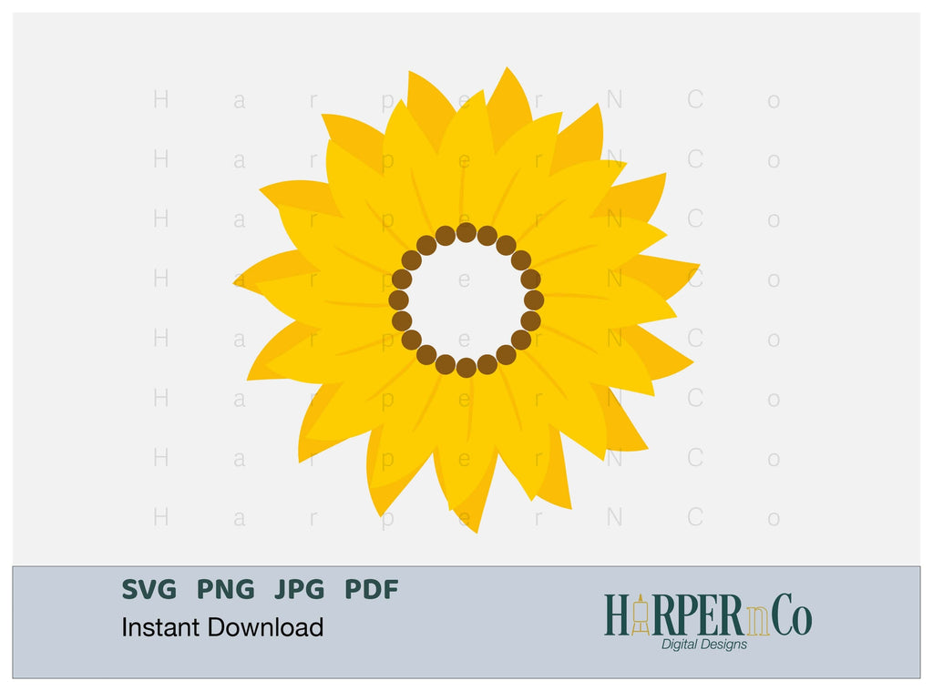 Sunflower Initial SVG PNG Cut EPS File - So Fontsy