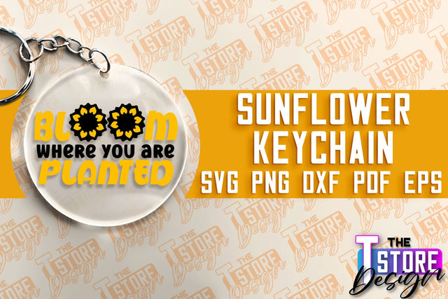 Sunflower Keychain SVG Design | Flowers Design | Keychain Print Design SVG The T Store Design 