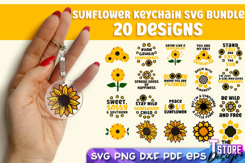 Sunflower Keychain SVG Design | Flowers Design | Keychain Print Design SVG The T Store Design 