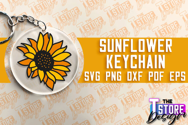 Sunflower Keychain SVG Design | Flowers Design | Keychain Print Design SVG The T Store Design 