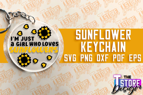 Sunflower Keychain SVG Design | Flowers Design | Keychain Print Design SVG The T Store Design 