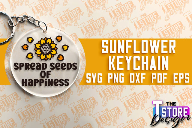 Sunflower Keychain SVG Design | Flowers Design | Keychain Print Design SVG The T Store Design 